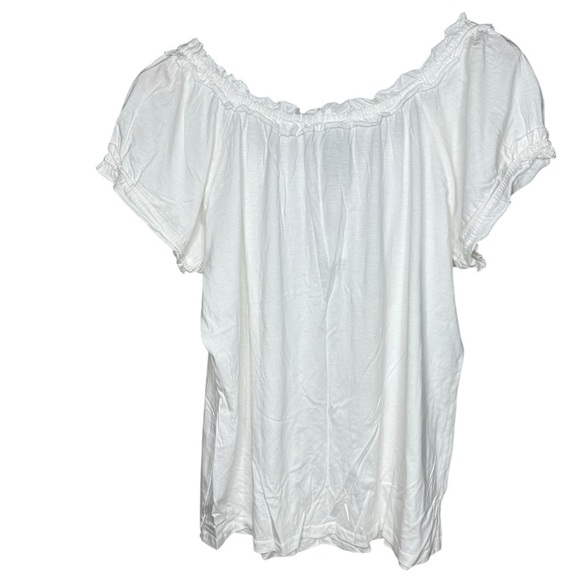 Grace Elements‎ White Short Sleeve Ruffle Neck & Sleeve Casual Top Size XXL - Picture 2 of 4